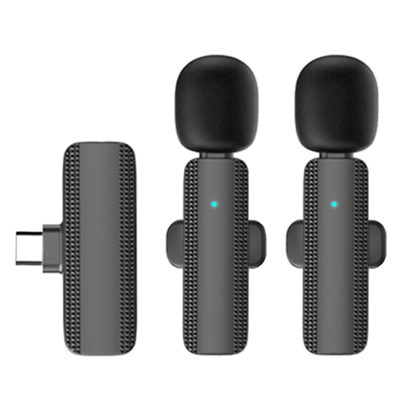 Trådløs Mikrofon med USB-C - 2 stk. med clip-on - Sort