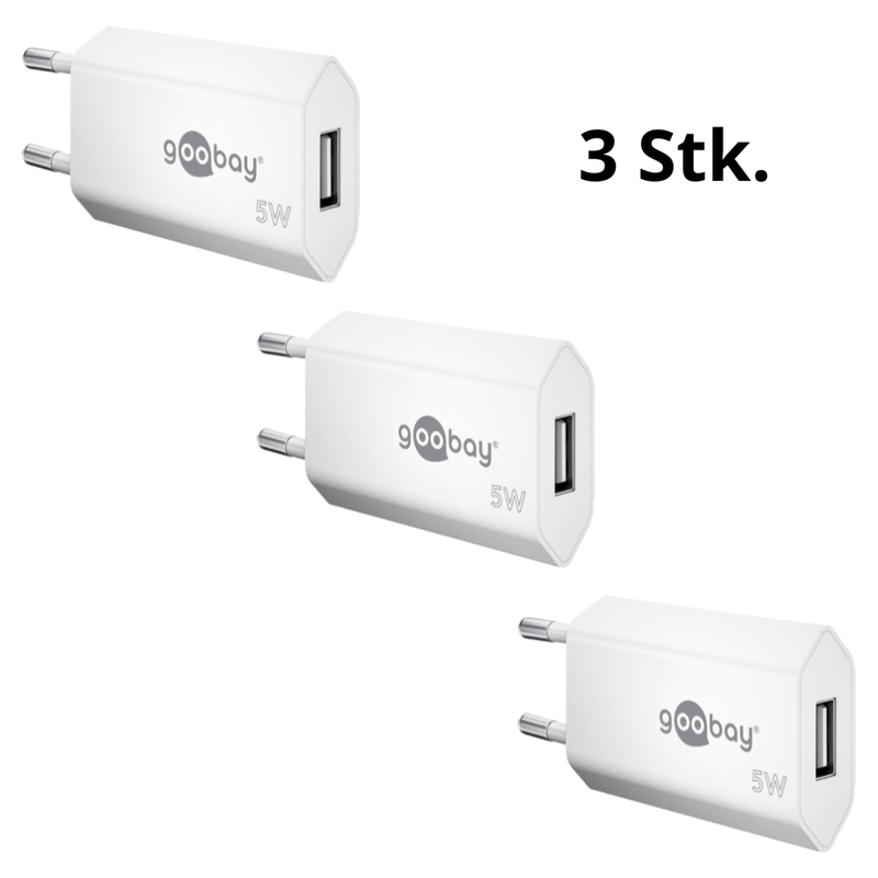3 Stk. USB Opladere til Stikkontakt 
