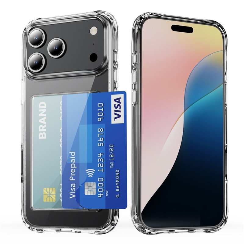 iPhone 17 Pro Gennemsigtigt Silikone Cover med Kortholder