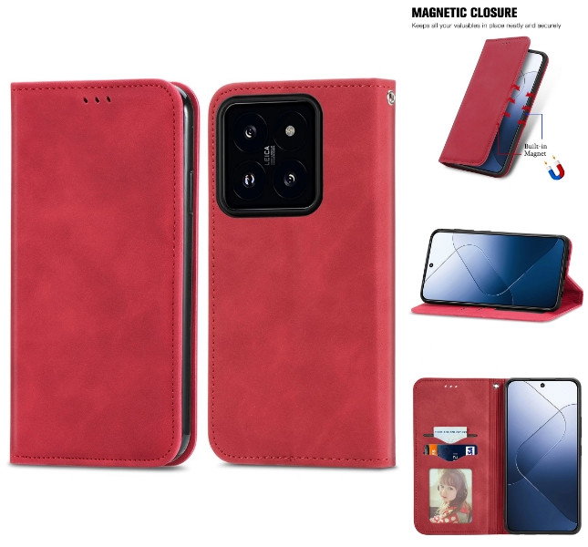 Rødt Xiaomi 14T læderetui