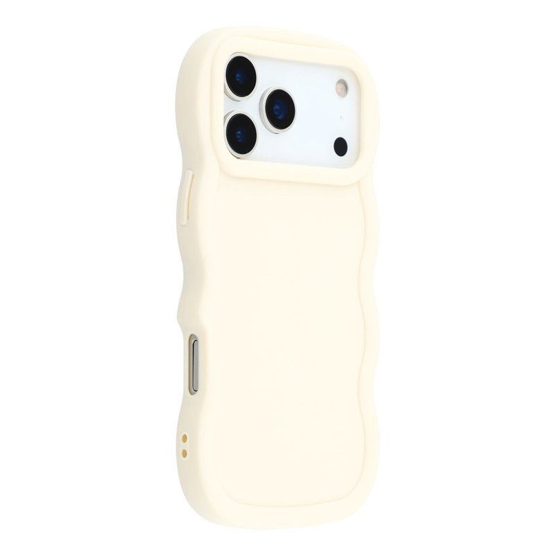 Wavy iPhone 17 Pro Silikone Cover Med Bølget Kant - Hvid