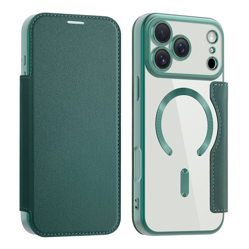 iPhone 17 Pro Max Flip Cover med MagSafe og Kortholder - Mørkegrøn