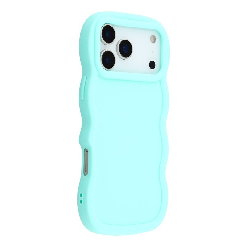 Wavy iPhone 17 Pro Silikone Cover Med Bølget Kant - Turkis