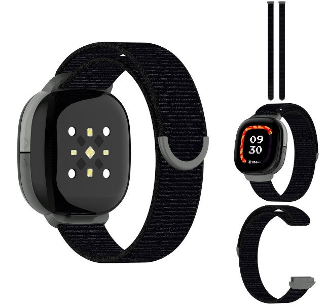 Sort flettet nylonurrem til Fitbit Ace børneur