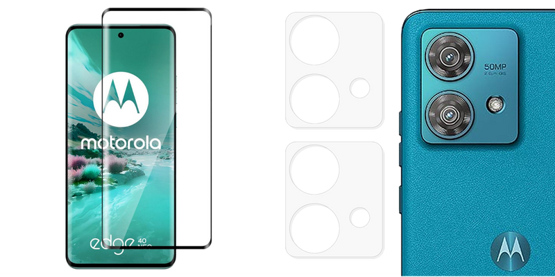 Pakke m. 1x 3 stk Motorola Edge 40 NEO  Skærmbeskyttelse / 3D Glas & 1stk 2 stk Motorola Edge 40 NEO Kamera Beskyttelsesglas