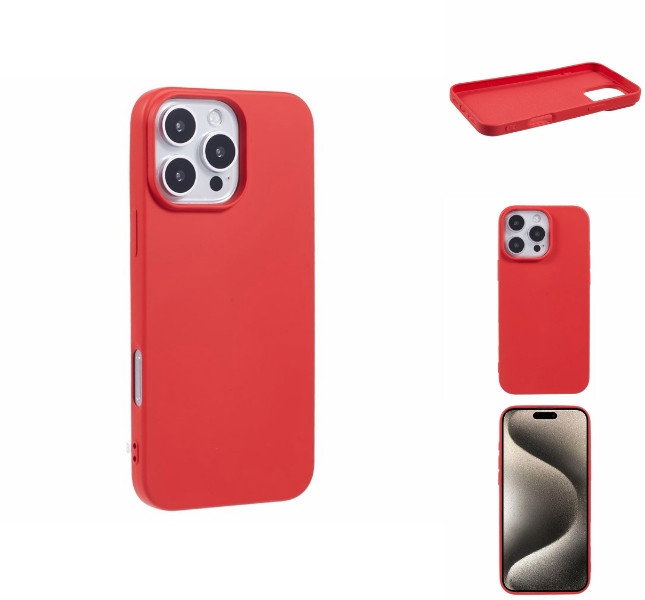 Rødt stødsikkert TPU cover til iPhone 16 Pro Max forfra