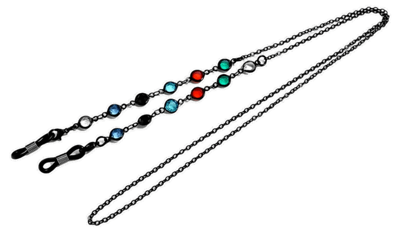 Rhinestone Brillekæde-Sort