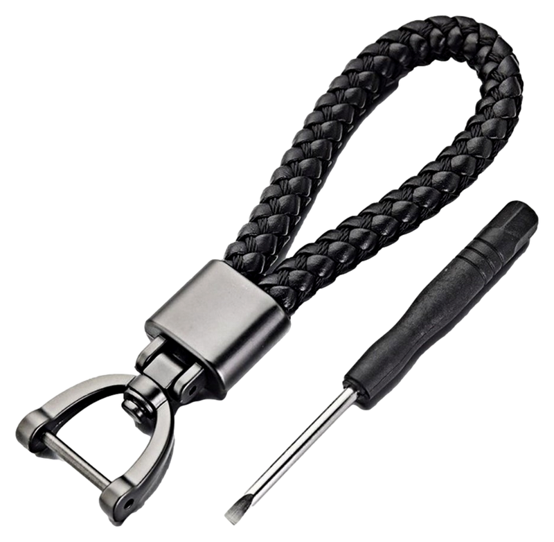 Stylish PU Læder Nøglering-Sort