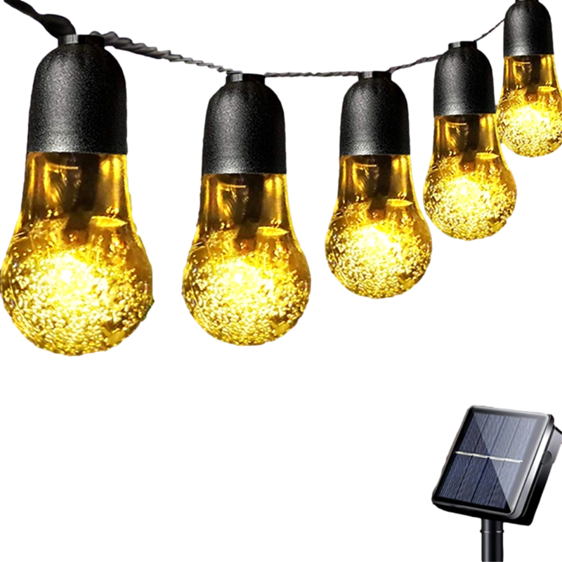Varm Hvid Solcelle Lyskæde med 8 Funktioner-50 LED