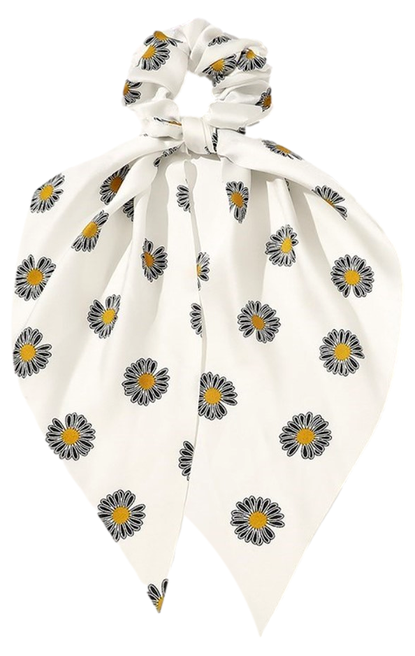 Tørklæde Scrunchie i Satin-Hvid