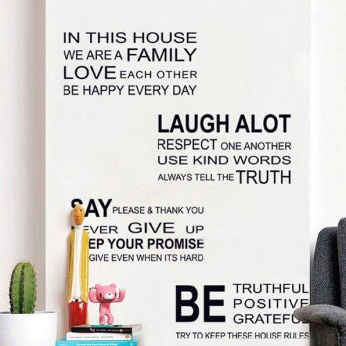 Husregler Wallsticker / Vægklistermærke