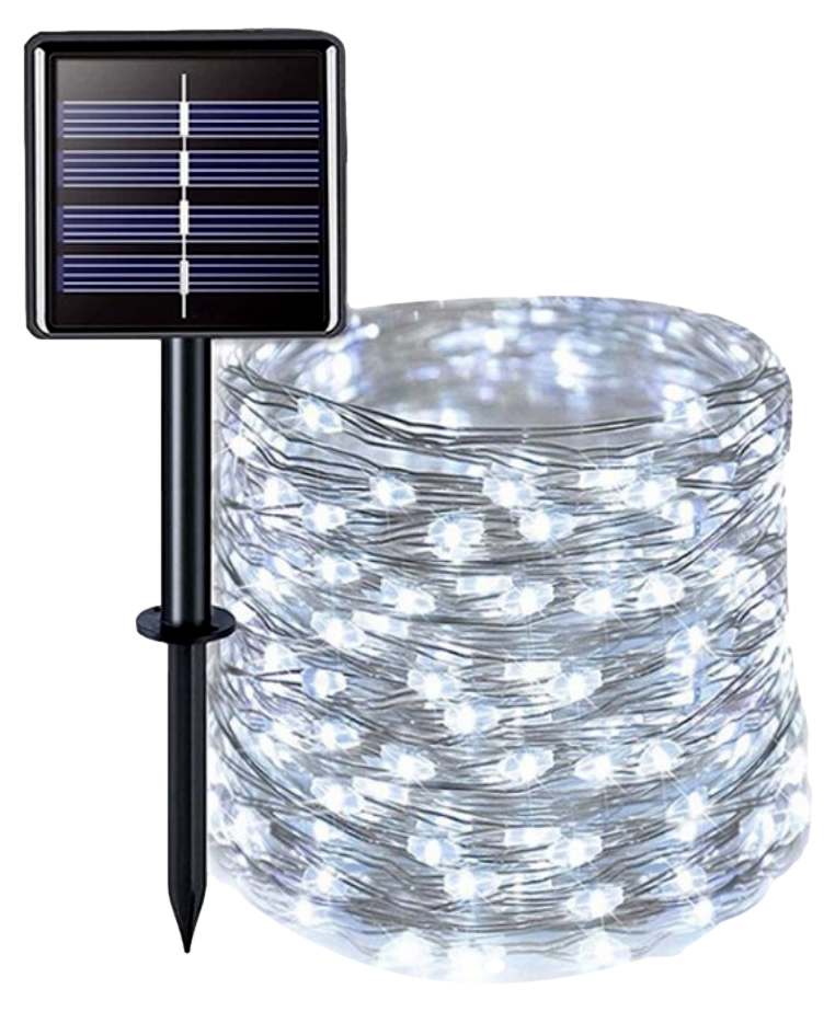 Solcelle Wire Lyskæde med LED Lys i Hvid