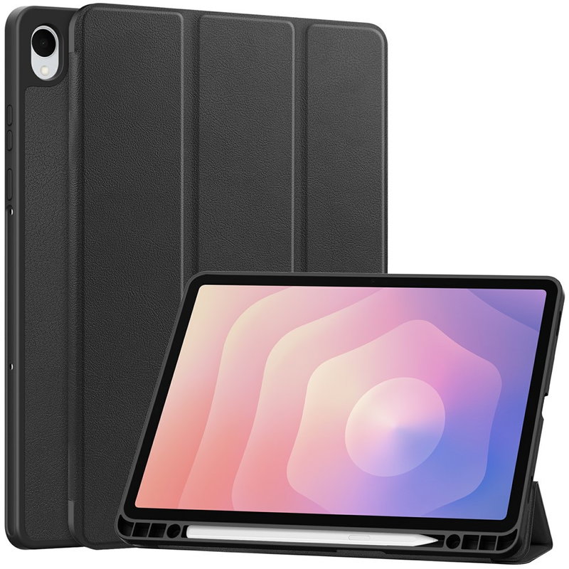 Tri-Fold / Flip Cover til Samsung Galaxy Tab S11 med Holder til Pen - Sort