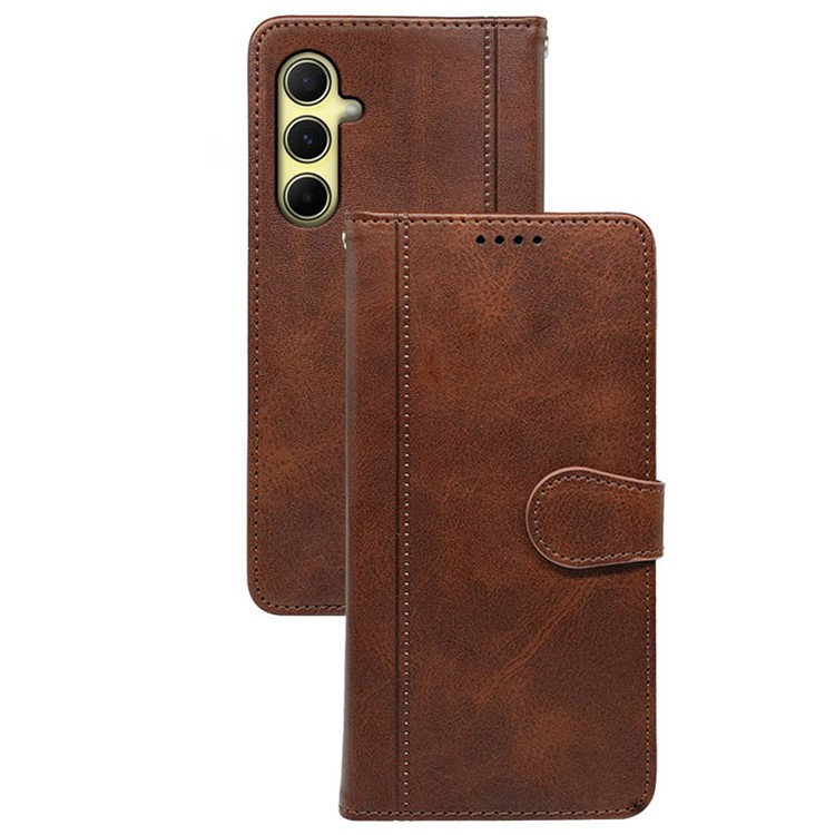 Samsung Galaxy A56 5G Flip Cover - Læder Struktur & Magnetlukning - Brun