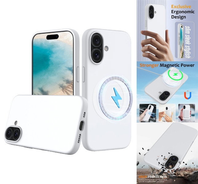 iPhone 16 Plus silikonecover med MagSafe, hvidt