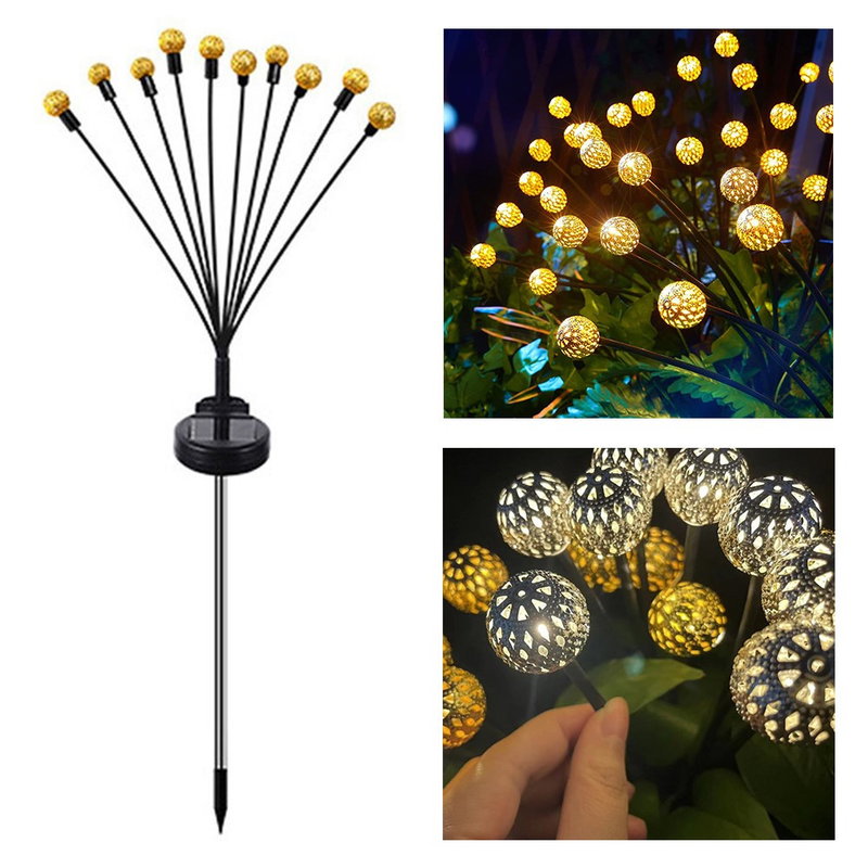 Solcellelampe til haven - 10 LED-lys - varmt hvidt