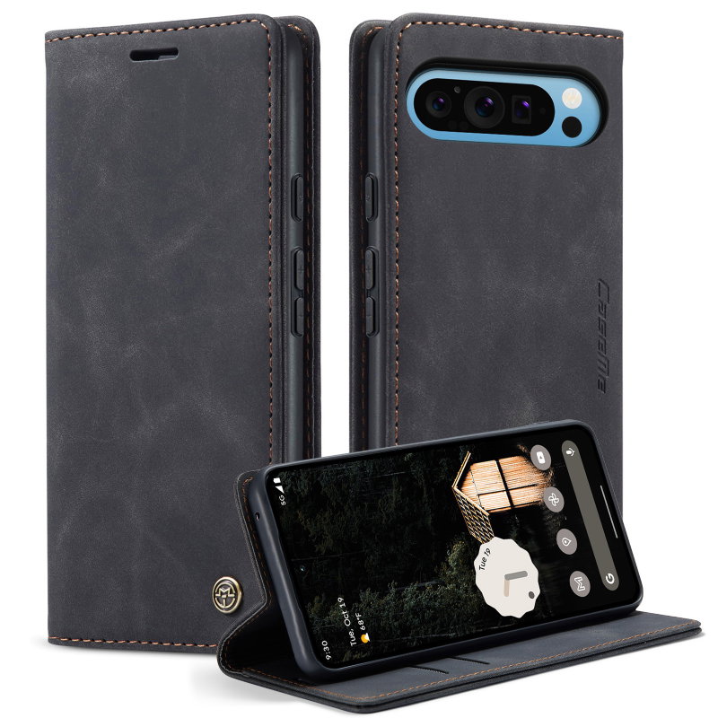 Google Pixel 10 Pro XL Flip Cover i Kunstlæder med Stativfunktion - Sort