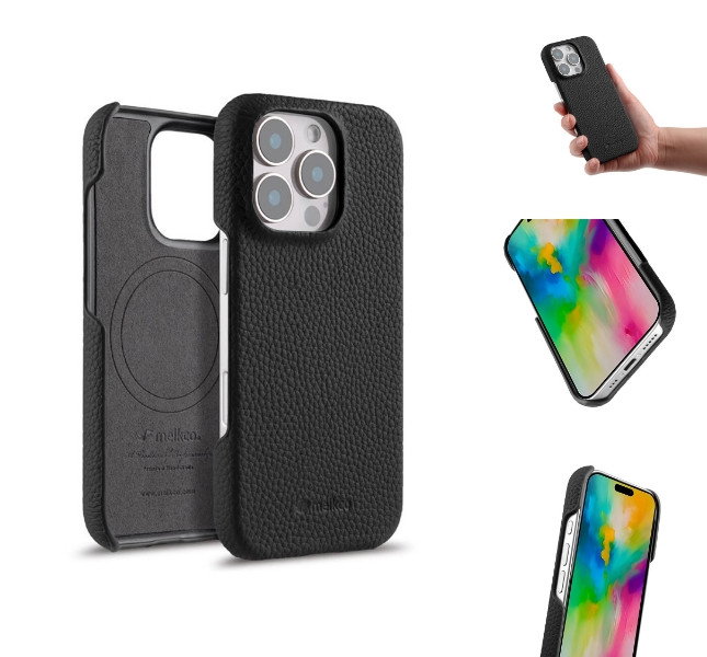 Lædercover til iPhone 16 Pro Max forfra