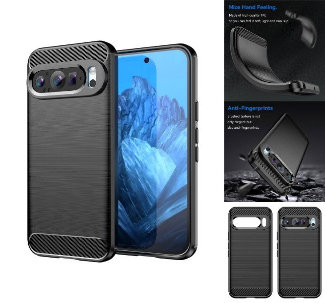 Sort TPU cover til Google Pixel 9 vises forfra