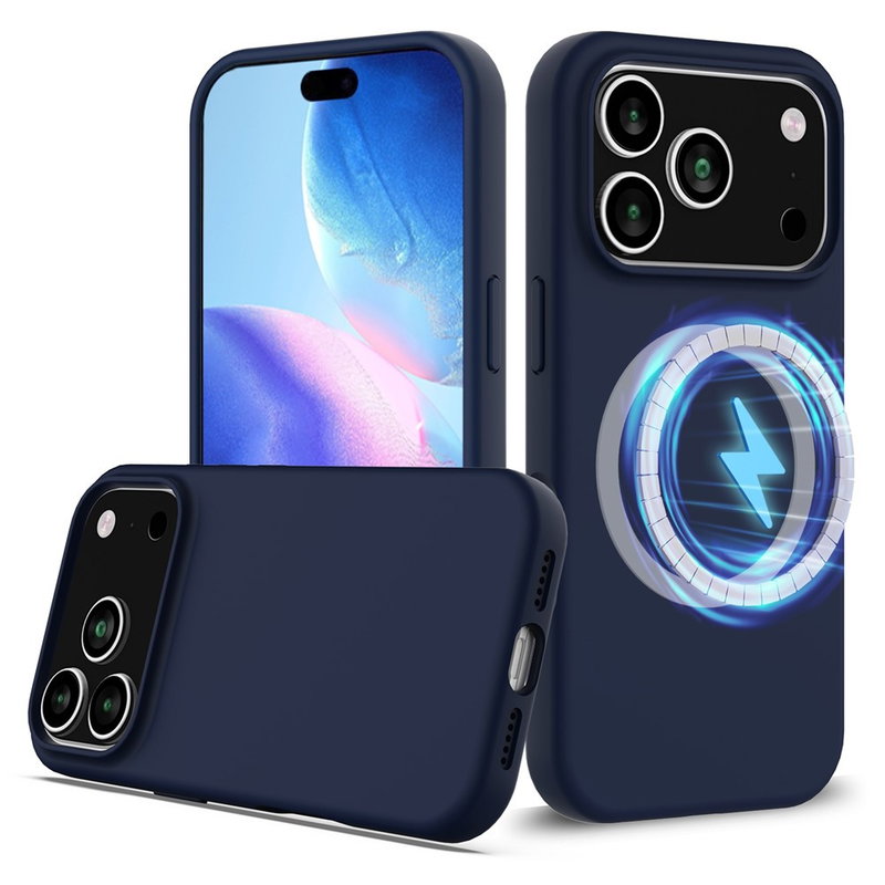 iPhone 17 Pro Max Silikone Cover med MagSafe og Blød Inderside - Mørkeblå