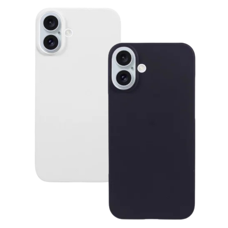 2 Stk iPhone 16 Hard Case Covers med Gummi Overflade - Sort og Hvid