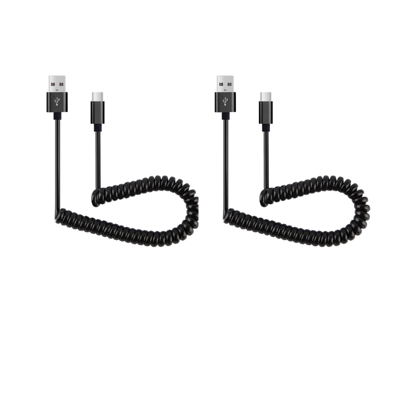 2x USB til USB-C Spiralkabel (30 - 90cm)
