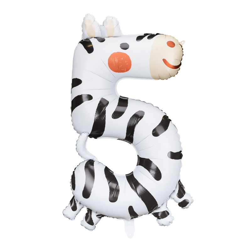 5 Tal Zebra Folieballon, Tal Ballon til Børn og Fødselsdage