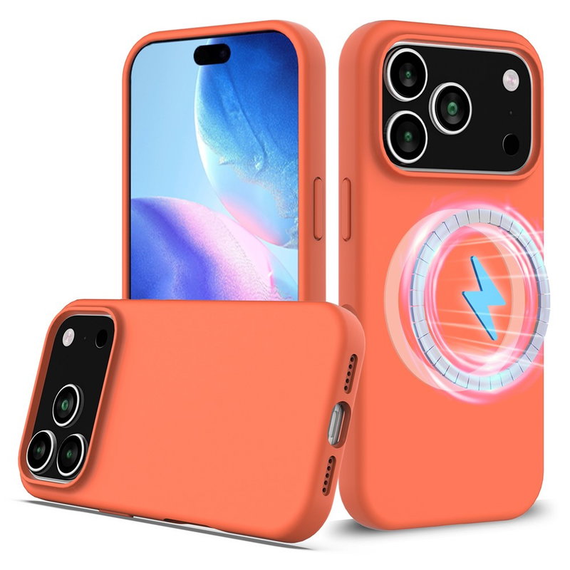 iPhone 17 Pro Max Silikone Cover med MagSafe og Blød Inderside - Orange