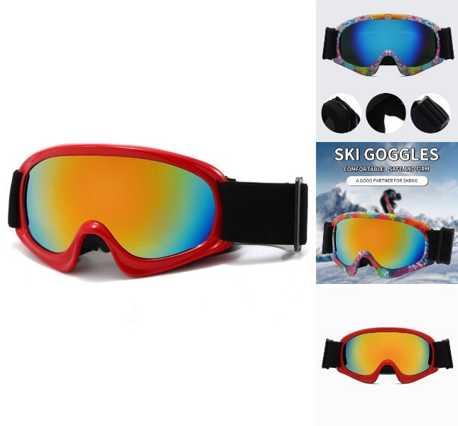 Børne Skibriller med Bred Synsvinkel & Anti-dug Ventilation - Rød Ramme / Orange Linse