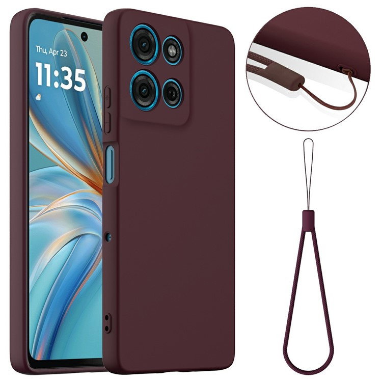 MagSafe Silikone Cover m. Håndrem til Motorola Moto G75 5G - Mørkebrun