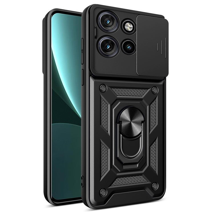 Motorola Edge 50 Neo Hybrid Cover m. Kameraskjold & Kickstand - Sort