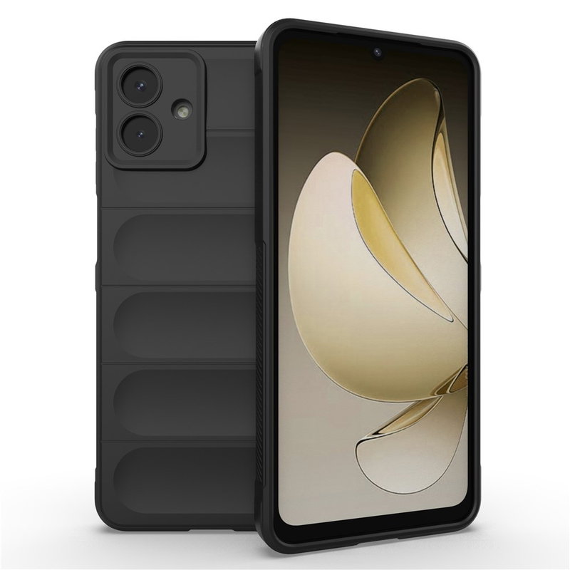 Samsung Galaxy A07 Silikone Cover Med Støddæmpende Bagside i Sort