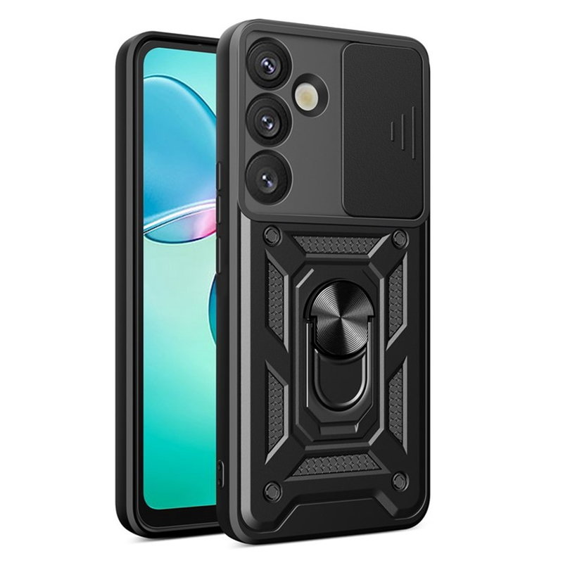 Samsung Galaxy A57 5G Cover med Kamerabeskyttelse og Ståfunktion - Sort