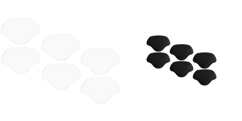 Pakke m. 1stk 3 Par Hælkapper til Sko og Sneakers, Hælindlæg i 7 x 4,8 cm-Hvid & 1stk 3 Par Hælkapper til Sko og Sneakers, Hælindlæg i 7 x 4,8 cm-Sort