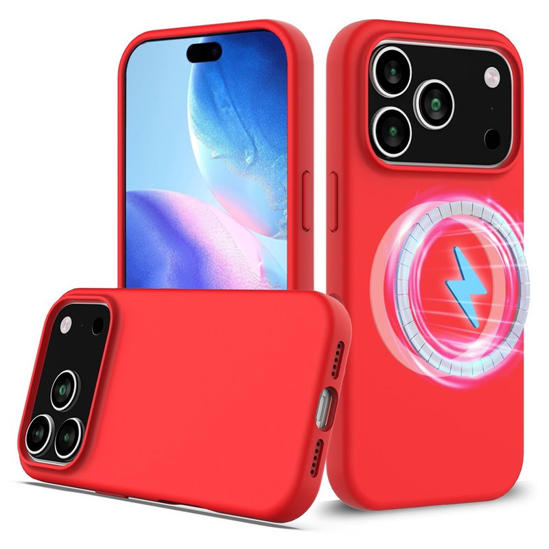 iPhone 17 Pro Max Silikone Cover med MagSafe og Blød Inderside - Rød