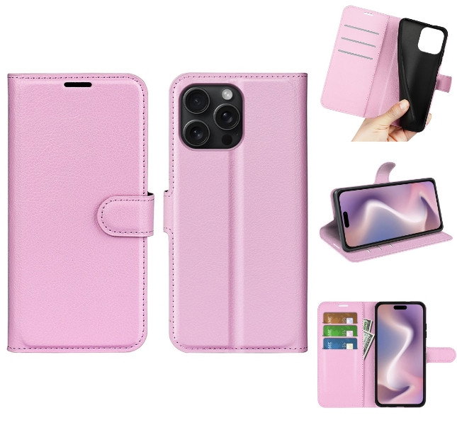 Pink iPhone 16 Pro Max læderetui forside