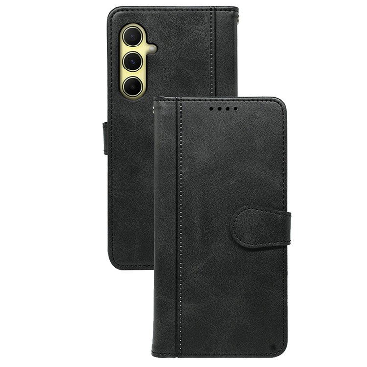 Samsung Galaxy A56 5G Flip Cover - Læder Struktur & Magnetlukning - Sort