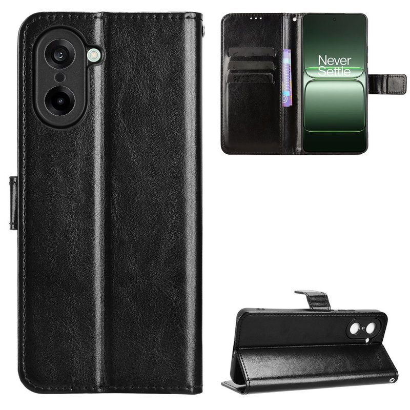 Sort Læder Flip Cover til OnePlus Nord CE5 5G 
