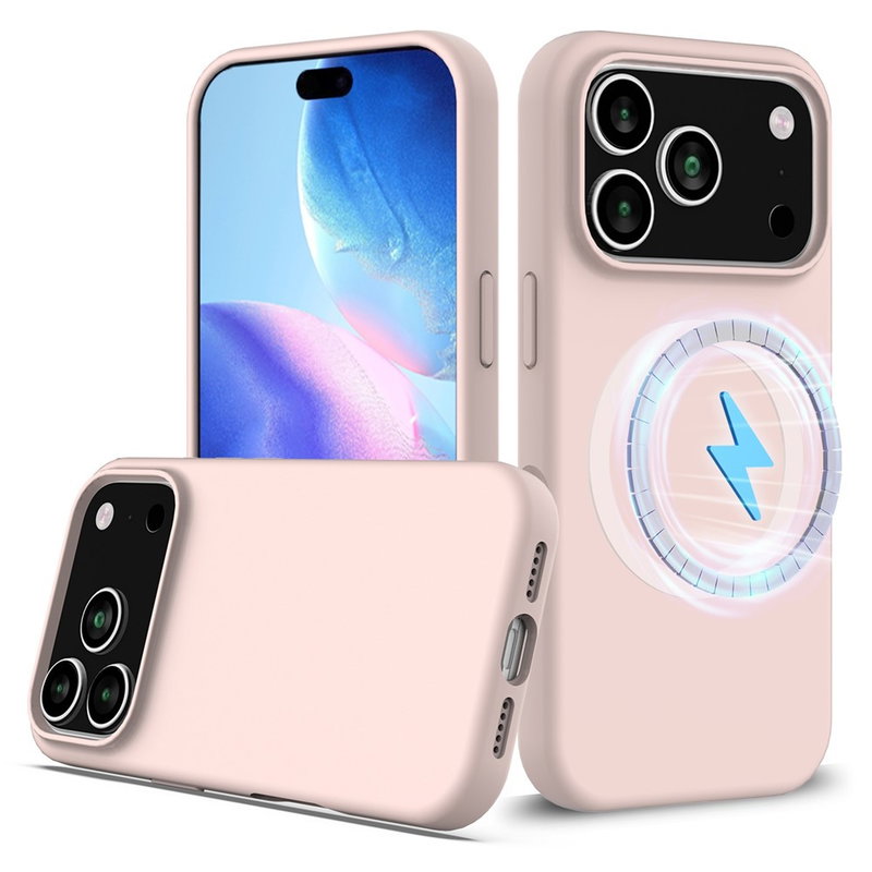 iPhone 17 Pro Max Silikone Cover med MagSafe og Blød Inderside - Lyserød