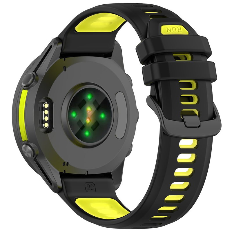 Silikone Rem til Garmin Forerunner 970 / 570 47mm / 265 – Sort / Gul