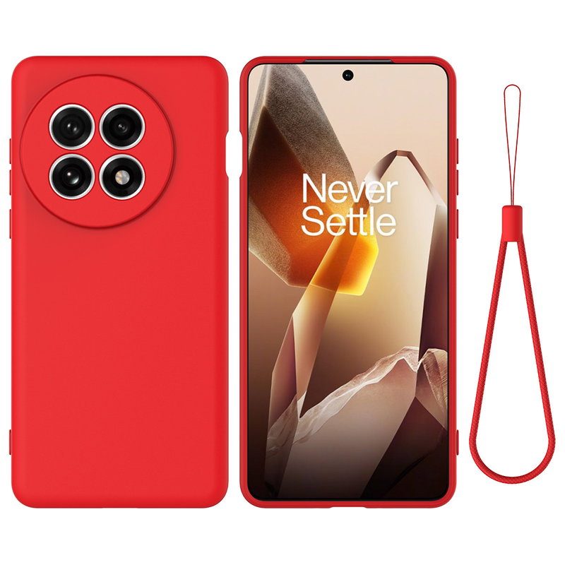 OnePlus 13R Silikone Cover med Håndrem - Rød