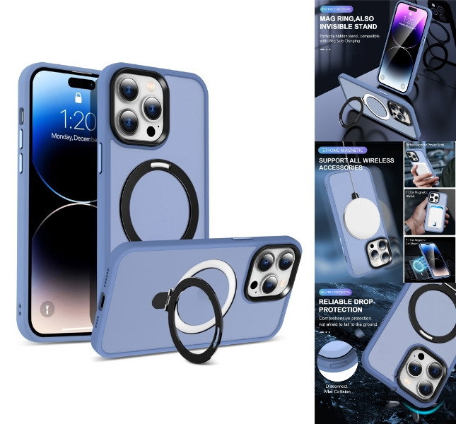 Blåt iPhone 16 Pro Max Cover med støttefod