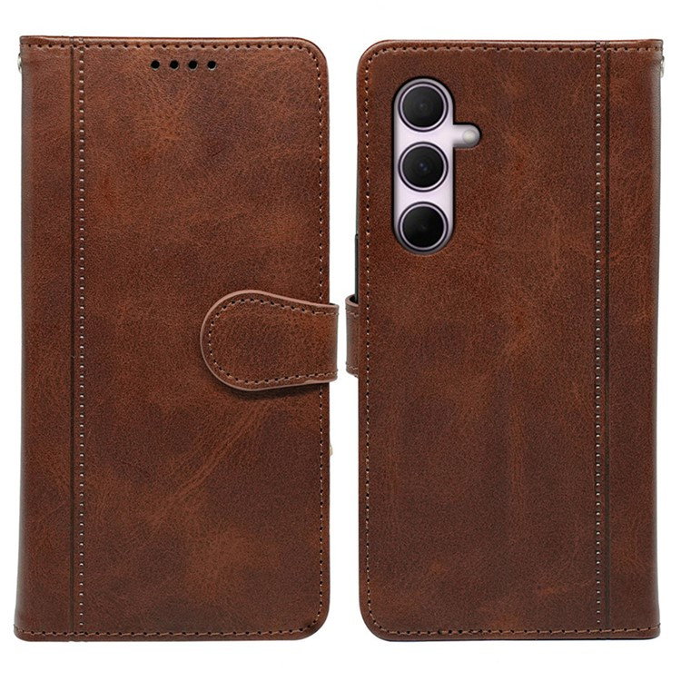 Samsung Galaxy S25+ Læder Flip Cover med Stander & Kortholder - Brun