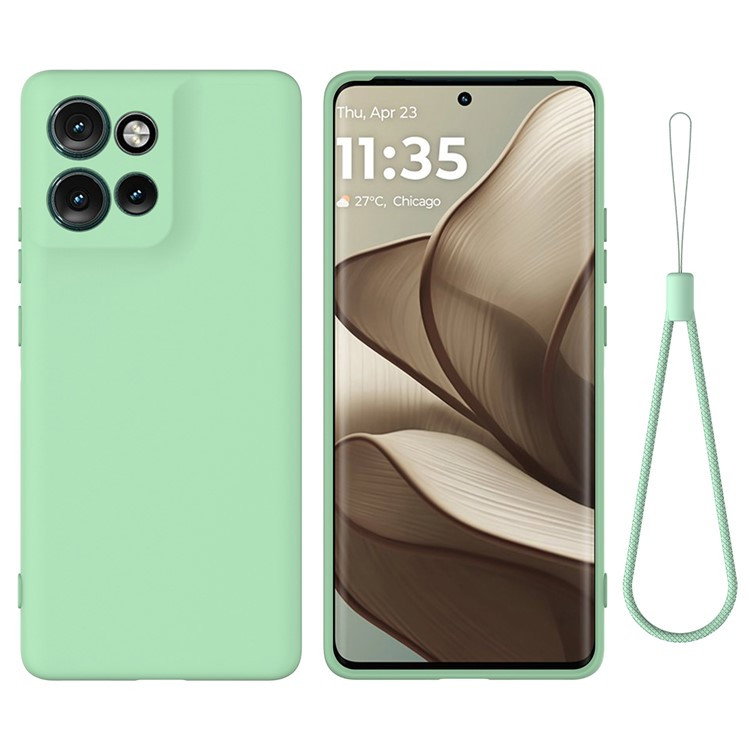 Motorola Edge 50 Neo - Silikone Cover med Håndrem - Grøn