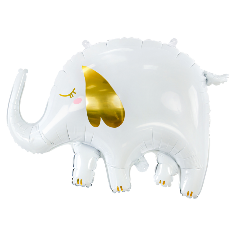 Hvid Elefant Folieballon til Fødselsdag, Babyshower & Barnedåb til Helium og Luft