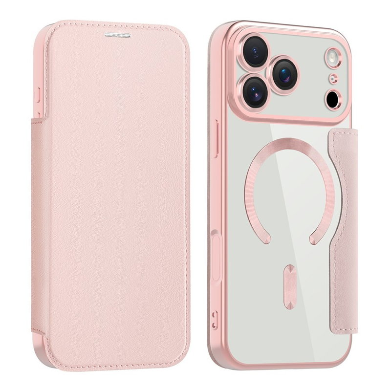 iPhone 17 Pro Max Flip Cover med MagSafe og Kortholder - Lyserød