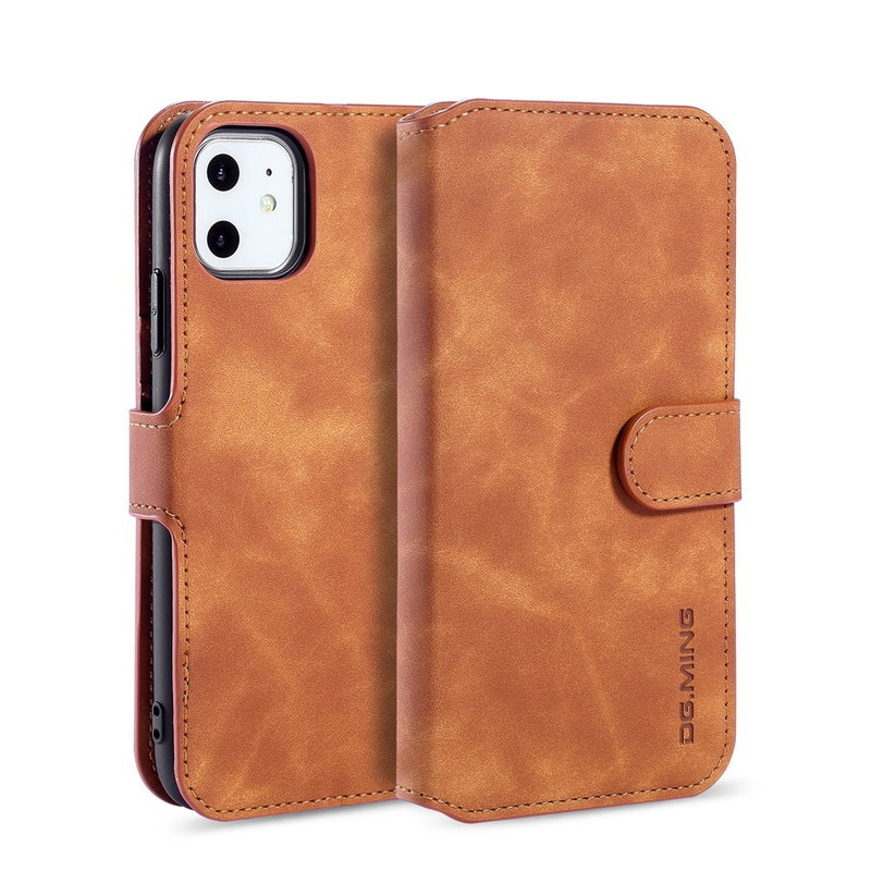 iPhone 11 Flip Cover med Kortholder & Stand - Brun