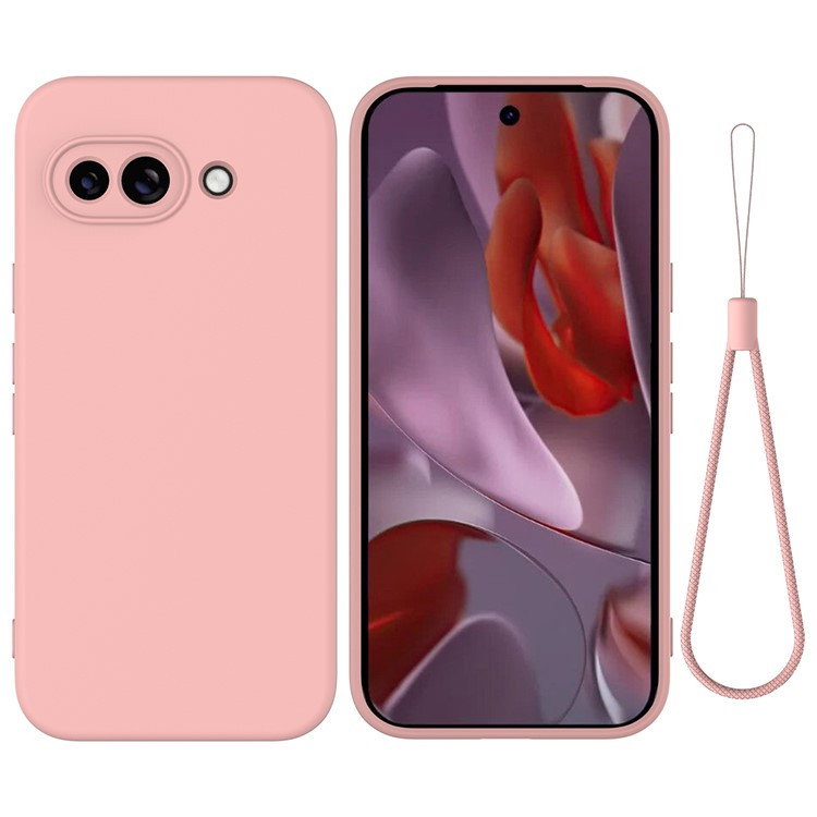 Google Pixel 9a Silikone Cover med Håndrem - Lyserød