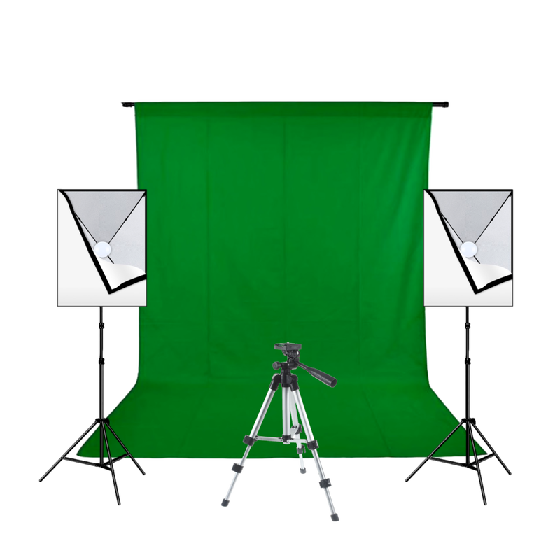 Green Screen Studie med 2 Softboxe og Stativ til Kamera