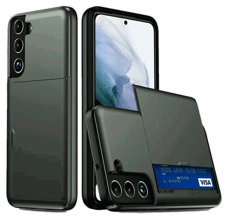 Slide Cover med Kortholder til Samsung Galaxy S23 Plus-Mørkegrøn